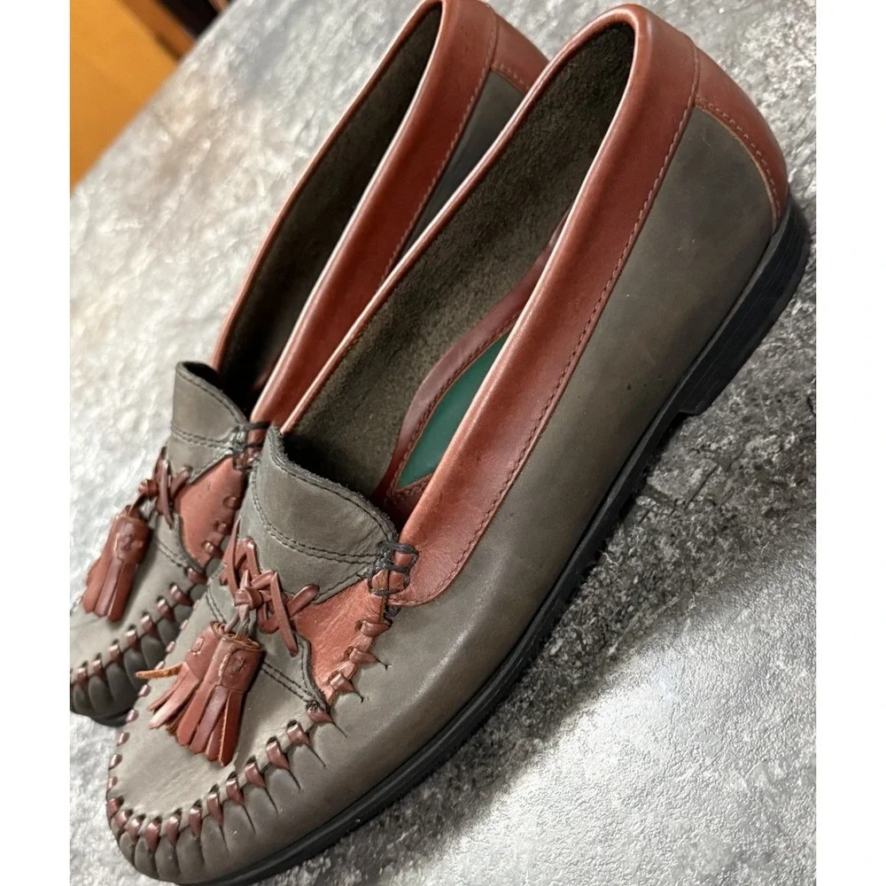 J. Murphy Men's Tassel Moc-Toe Loafer Slip-On Colorblock Gray Brown Sz 8M
